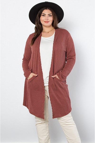 PT11590 URBAN RIB LONG CARDIGAN